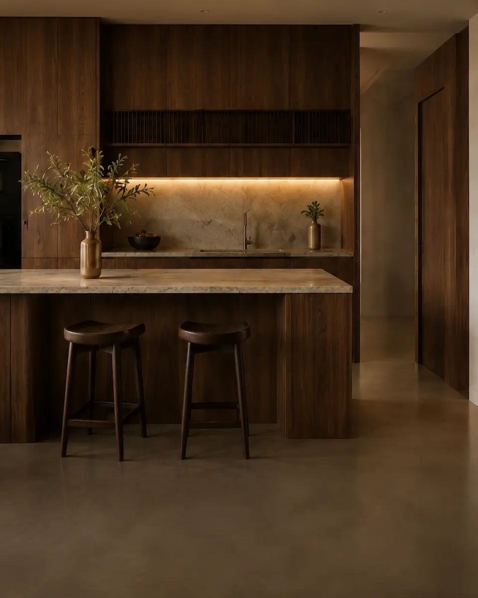 Cocina en madera a medida con acabados cálidos para el hogar