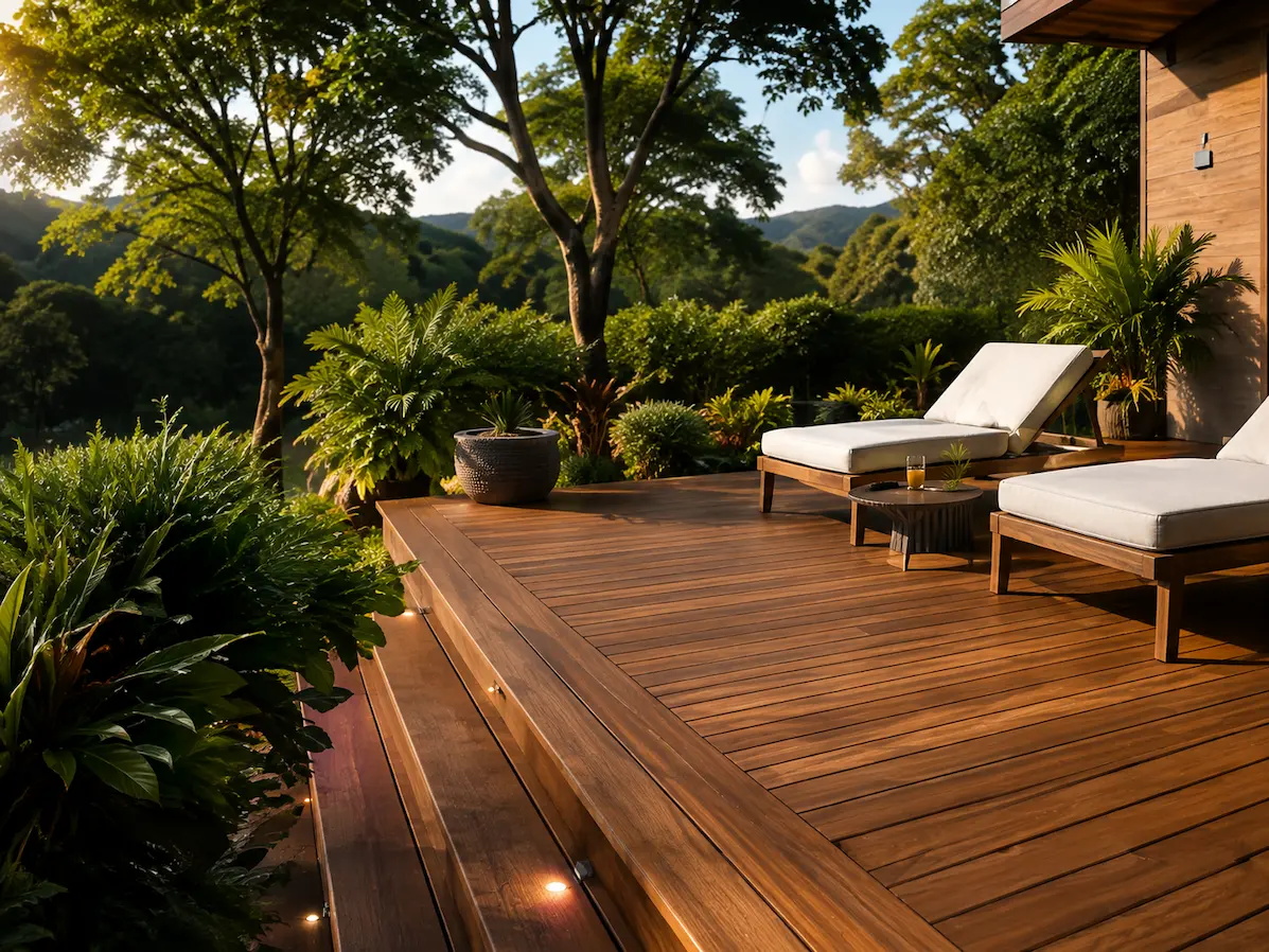 Deck y terraza exterior en madera diseñada por LEGADO