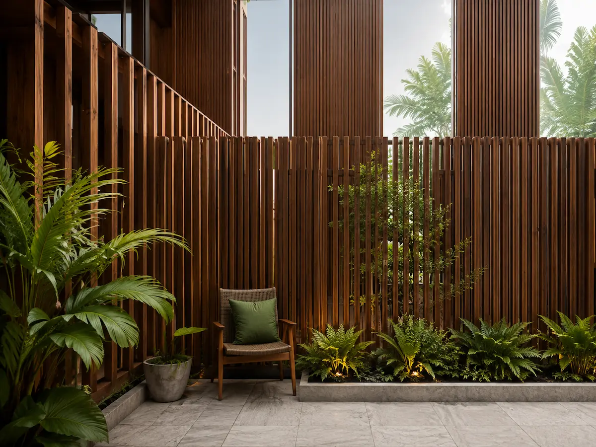Cerramiento exterior en madera integrado al paisaje por LEGADO