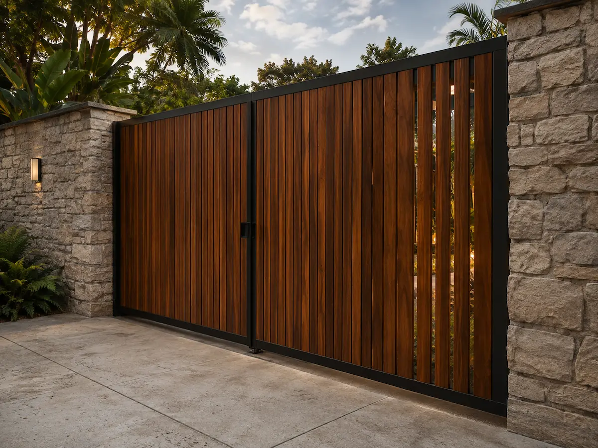 Portón exterior en madera diseñado y fabricado a medida por LEGADO